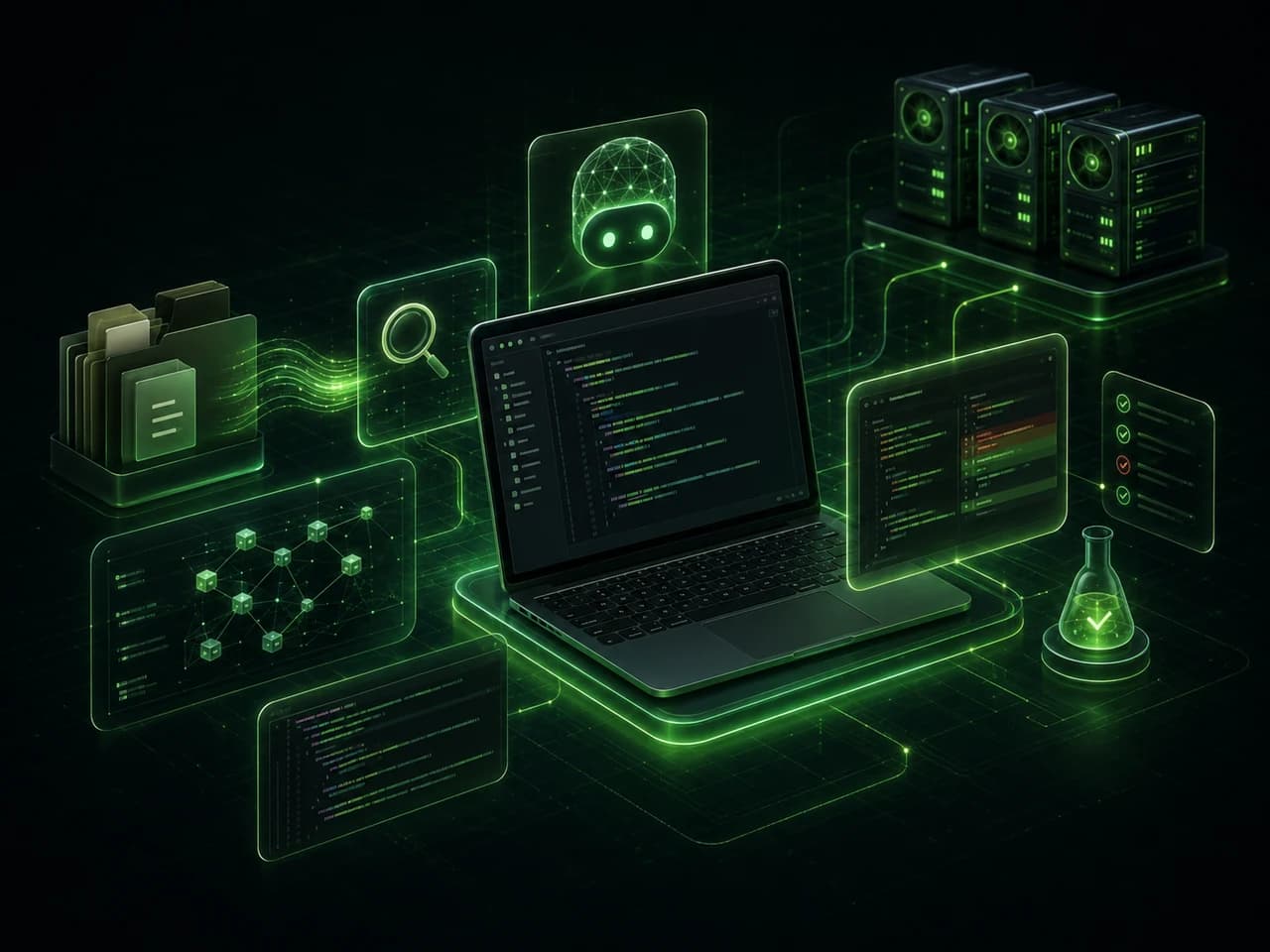 终端 + 代码编辑器 + GPU 集群的协作示意